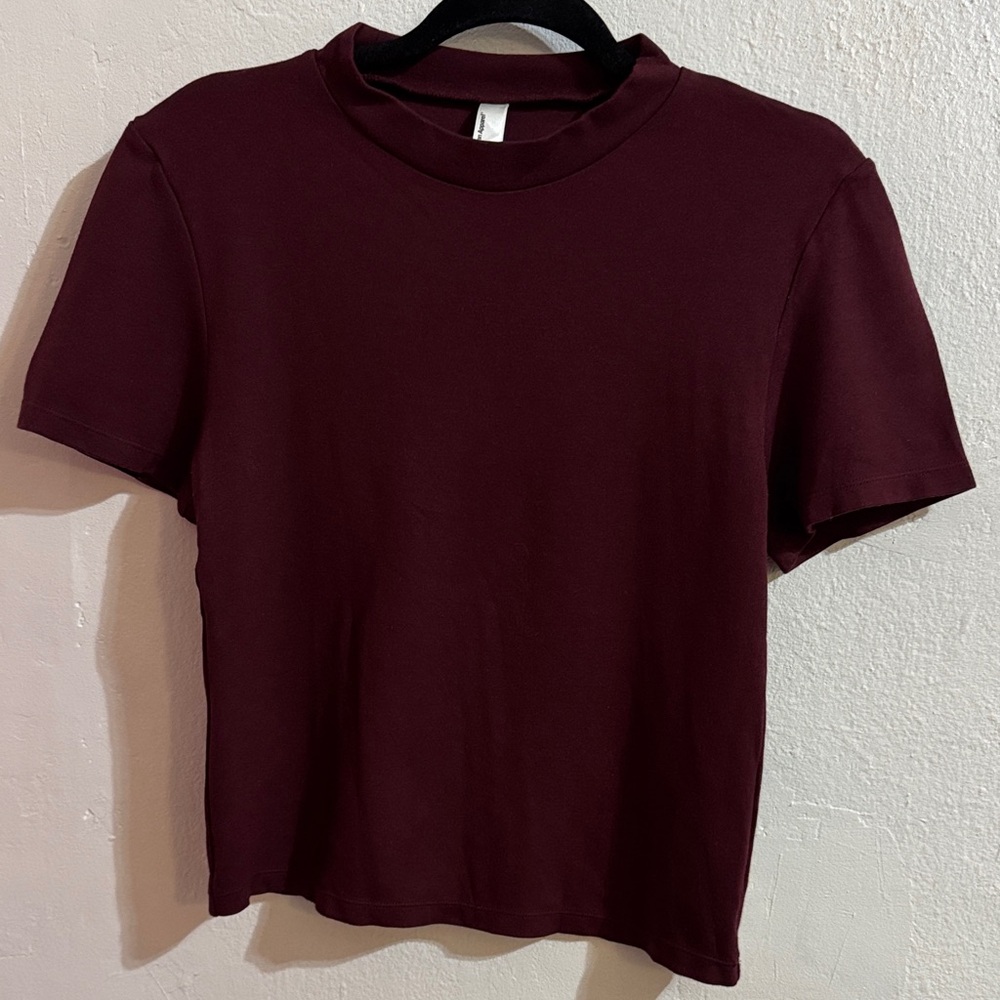 American Apparel Ponte Maroon Mockneck Top